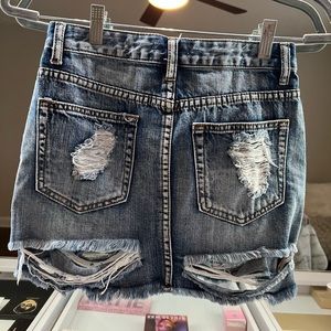 Fashion Nova distressed and frayed denim skirt size 26